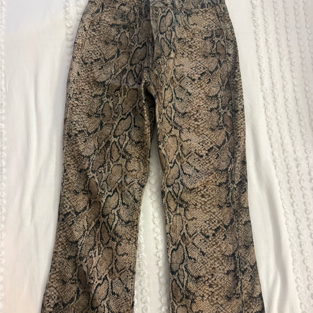 Reformation Snake Print High Rise Jeans - Brown